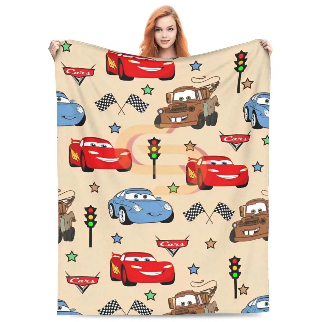 Life Is A Highway Lightning McQueen Flannel Blankets Cars Funny Throw Blankets for Bed Sofa Couch 200x150cm Rug Piece