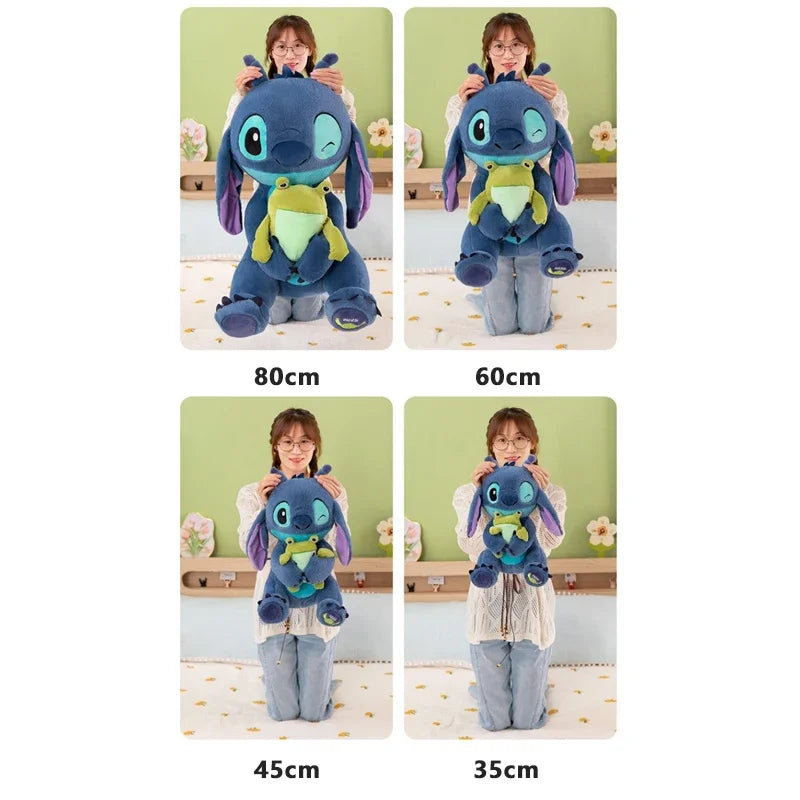 Lilo and Stitch Plush 35/80CM Disney Doll Cartoon Toy Anime Stuffed Kawaii Frog Stich Soft Plushie Kids Birthday Xmas Gifts