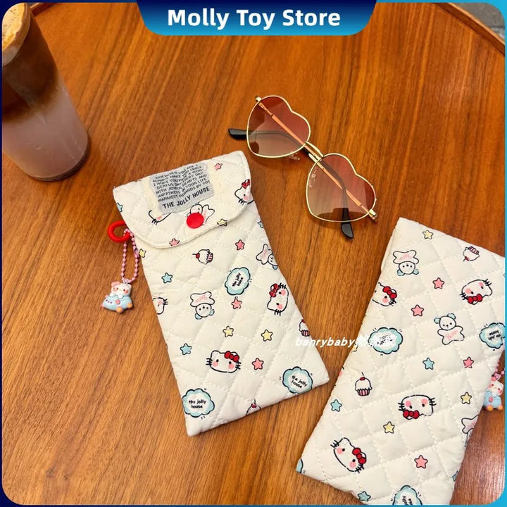 Hello Kitty Glasses Storage Bag Cartoon Inner Lining With Cotton Bag Portable Sunglasses Wrap Dopamine Sunglasses Package