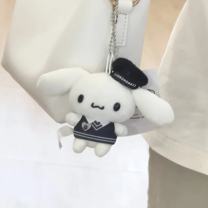 Kawaii Sanrios Cinnamoroll  Plush Pendant  Black White Impression dark series Cartoon Stuffed Keyrings Toys Ornament girl Gifts
