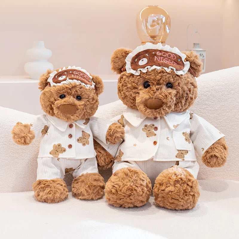 Ryan Pajama Bear Plush Doll High Quality Cute Teddy Bear Wear Eye Masks And Pajamas Stuffed Accompany Sleeping Gift Kid Gift ﻿