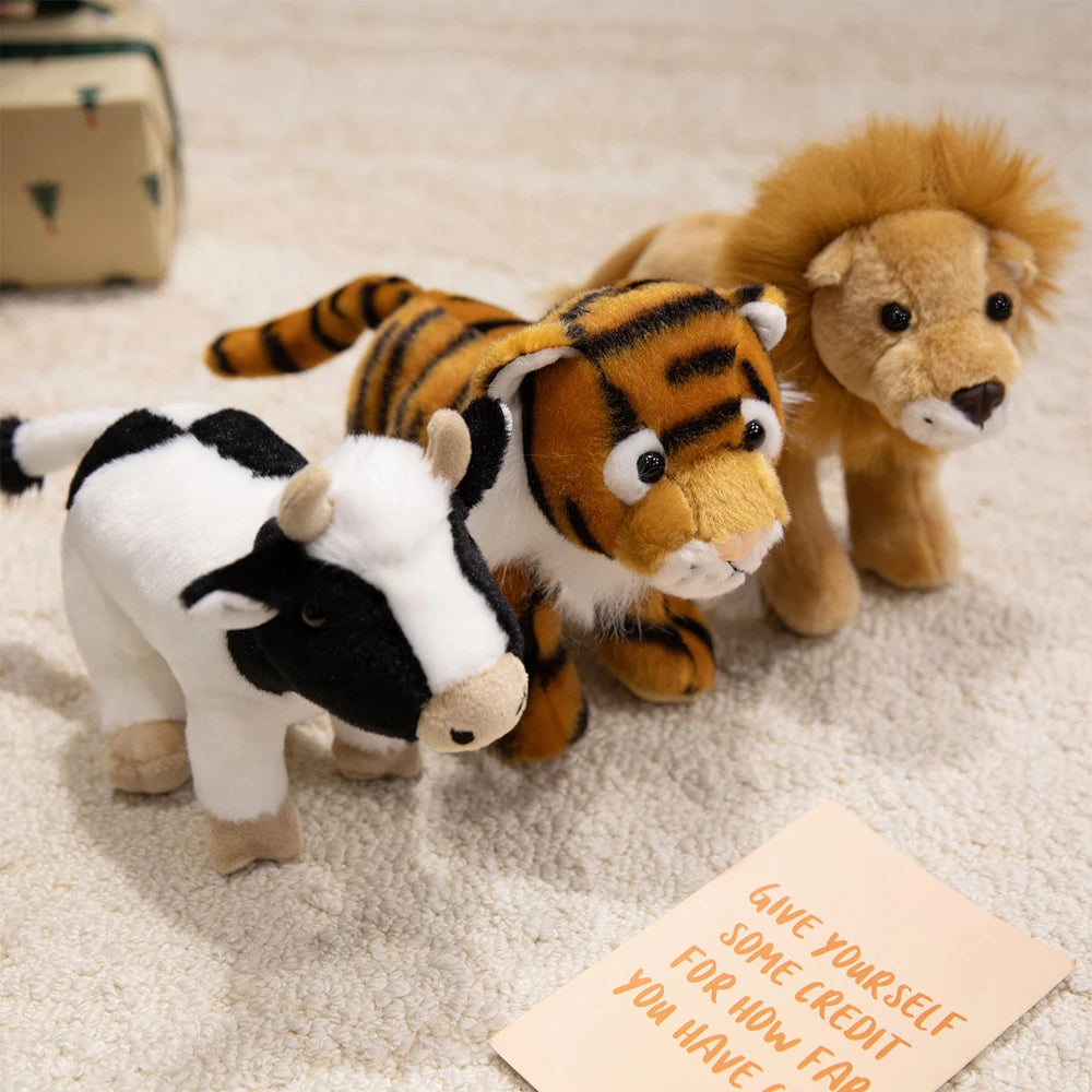 7 Inch Realistic Forest Animal Cheetah Plush Toys Grey Donkey Stuffed Toys Lifelike Sika Deer Soft Plushie Tiger Zoo Souvenir