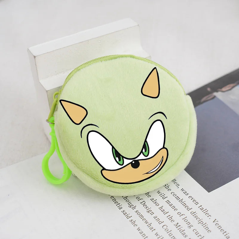 Sonics Plush Coin Zipper Purses Cute Anime Cartoon Printed Storage Bags Round Mini Wallet Anime Keychain Pouch Kid Birthday Gift