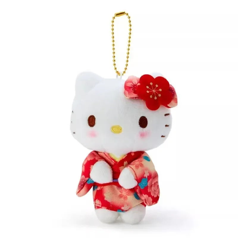 Sanrio Hello Kitty Plush Toys Kawaii Sakura Kimono Keychain Backpack Pendant Accessories Girl Student Birthday Creative Gift