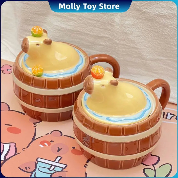 Kawaii Capybara Character Peripheral Ceramic Mug Cartoon Cute High-Capacity Milk Water Cup Festive Gifts Party Decorations Gift