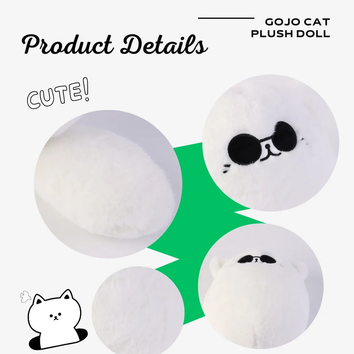 32cm Soft Gojo Cat Plush Pillow Hot Anime Sunglasses White Cat Plushies Toys Stuffed Animals Doll Home Decor Kids Birthday Gift