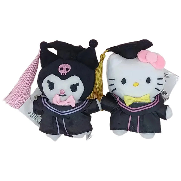 Kawaii Sanrio Kuromi Hello Kitty Cartoon Cute Doctoral Hat Plush Toys Backpack Keychain Doll Friends Creative Graduation Gift