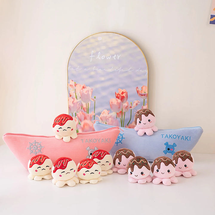 Mini Octopus in Pirate Boat Plushie Takoyaki Cosplay Octopus Soft Doll Birthday Gifts Creative Amusing Food Plush Toys Snacks