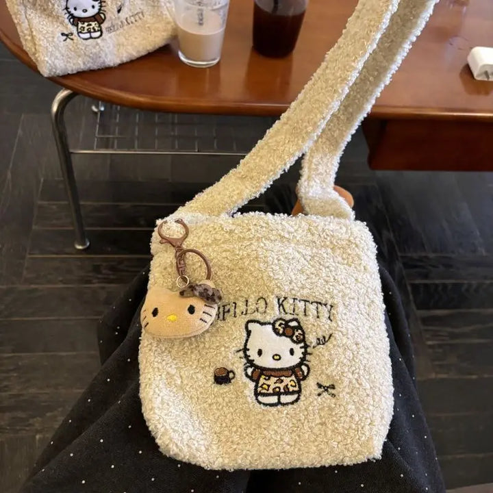 Kawaii Sanrio Hello Kitty Crossover Bag Cartoon Versatile Plush Handbag Girl Giving Friends Creative Birthday Gifts Peripherals