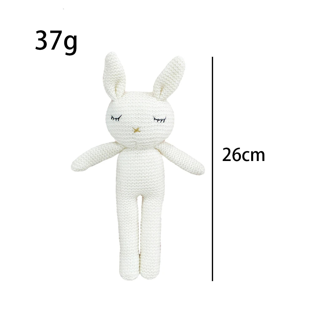 26cm Handmade Knitted Rabbit Doll Kawaii Baby Soothing Toy Mini Cuddle Doll Newborn Baby Early Educational Toy