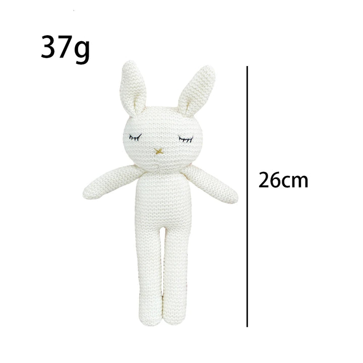 26cm Handmade Knitted Rabbit Doll Kawaii Baby Soothing Toy Mini Cuddle Doll Newborn Baby Early Educational Toy