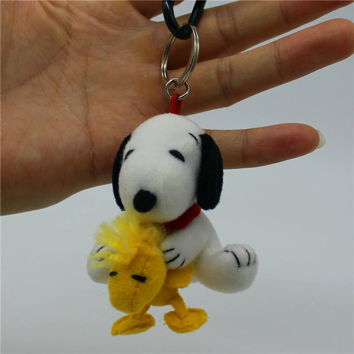 1piece 6CM Cute high quality Peanuts Snoopy Plush pendant toys Snoopy dog Woodstock  KEY CHAIN animal toys