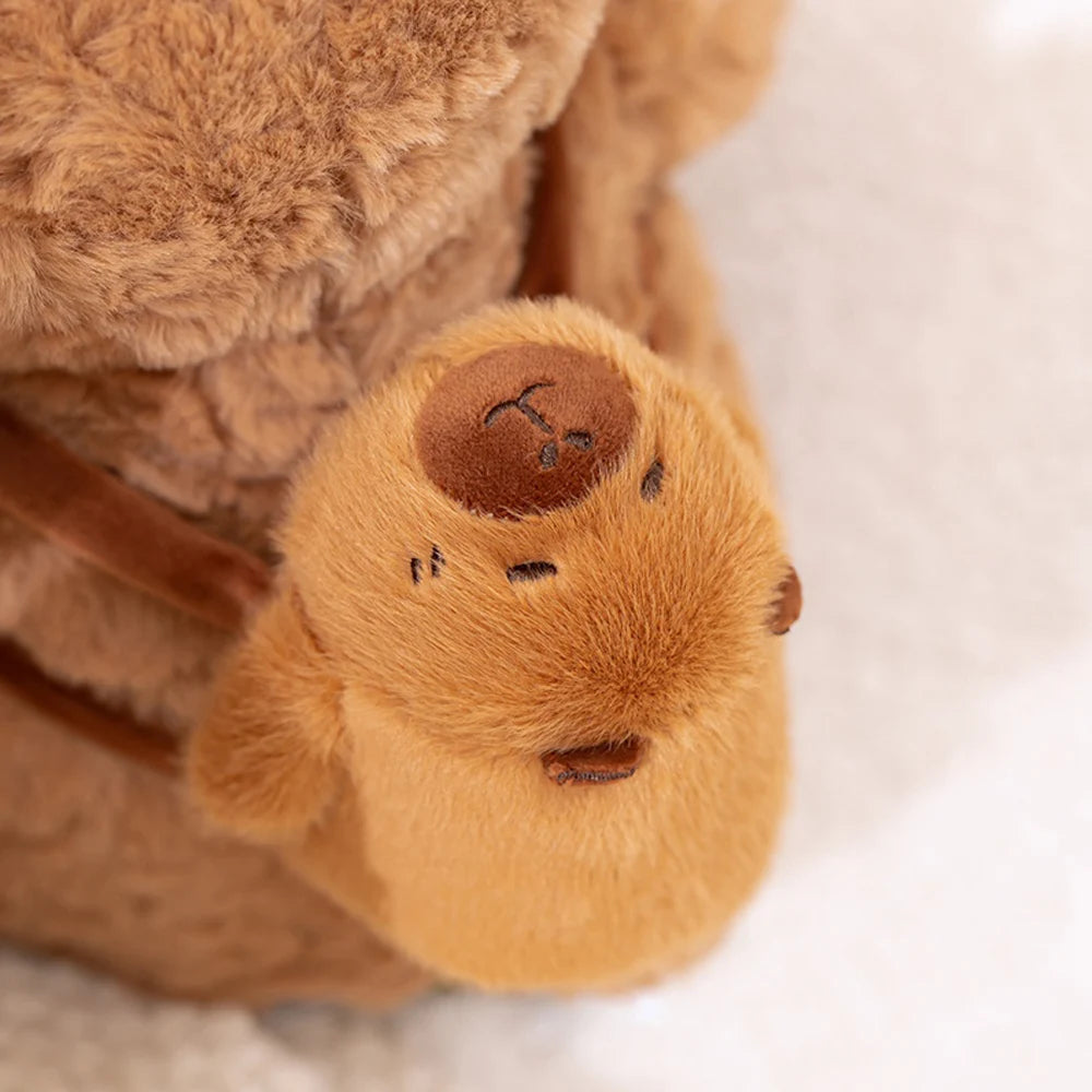 Adorable Teddy Bear Plush with Capybara Bag Lovely Anniversary Gifts Cuddly Stuffed Animal for Girls Sweet Romantic Surprise