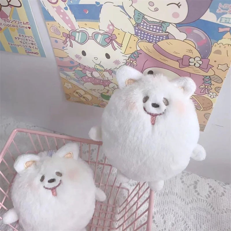 Samoyed Dog Pendant With Bead Chain Plush Doll Pendant Cute Pendant Keychain Bag Pendant