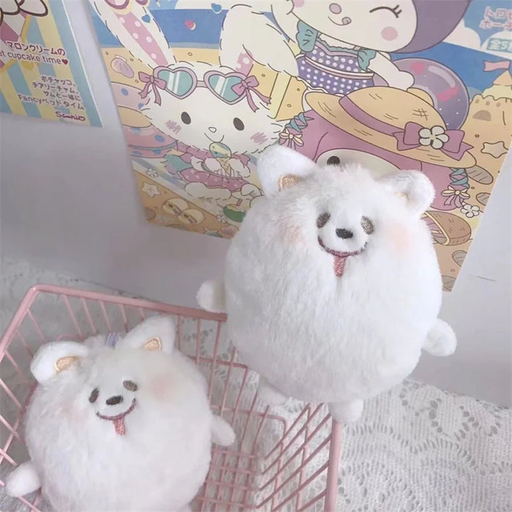 Samoyed Dog Pendant With Bead Chain Plush Doll Pendant Cute Pendant Keychain Bag Pendant