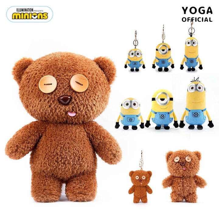 Kawaii Cartoon Minions Bob Kevin Plush Toys Keychain Anime Tim Stewart Backpack Pendant Cute Accessories Friends Birthday Gift