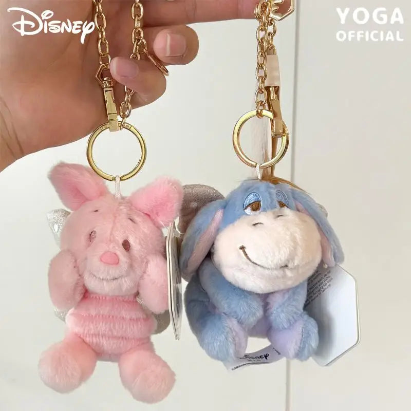 Kawaii Disney Pooh Bear Eeyore Plush Toy Keychain Cartoon Piglet Butterfly Fairy Accessories Backpack Pendant Girl Birthday Gift