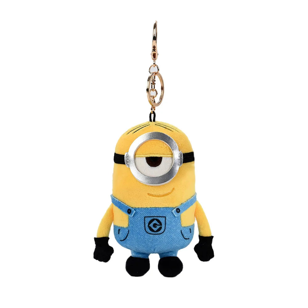 Kawaii Cartoon Minions Bob Kevin Plush Toys Keychain Anime Tim Stewart Backpack Pendant Cute Accessories Friends Birthday Gift