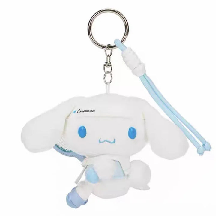 Kawaii Sanrio Hello Kitty Cinnamoroll Cartoon Plush Toys Tennis Backpack Keychain My Melody Soft Stuffed Doll Girl Birthday Gift