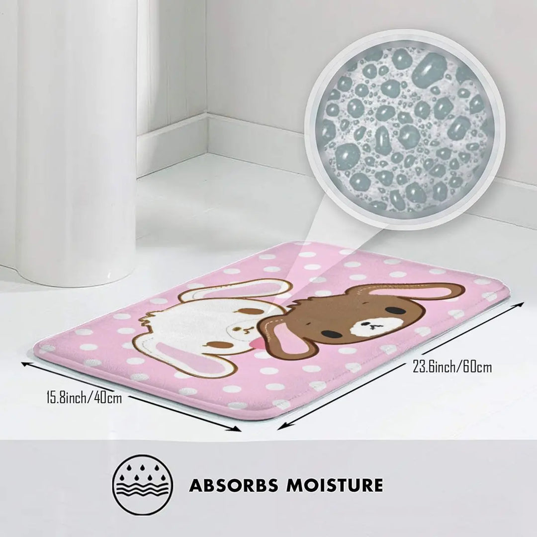 Cute Sugar Rabbit Sugarbunnies Memory Foam Bath Mat Rug Non-Slip Ultra Soft Bathroom Floor Rugs Carpet For Kitchen Shower Bath
