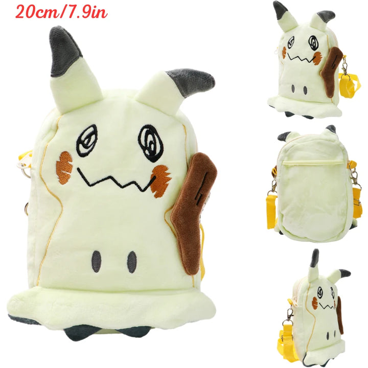 Kawaii Pokemon Pikachu Gengar Lucario Rowlet Plush Toys Bag Cute Anime Mimikyu Eevee Psyduck Peluche Dolls Shoulder Bags Gifts