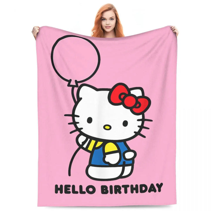 Hello Kitty Zodiac Aquarius Fuzzy Blankets Customized Throw Blanket for Home Hotel Sofa 200x150cm Bedspreads