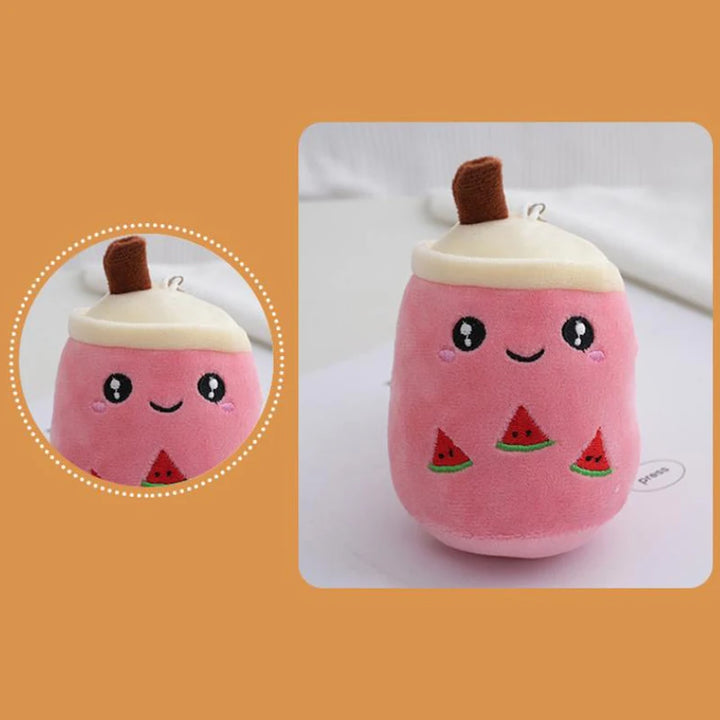 12cm Milk Tea Coffee Cup Toy Stuffed Bubble Tea Fruit Plush Keychain Toys Cute Kawaii Soft Plush Doll Pillow Bag Charm Accessory