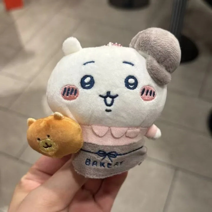 MINSO Cute chef Plush Doll Keychains Anime Cartoon Hachiware Dessert Bread sandwich Self-deprecating Bear USAGI Bag Accessories