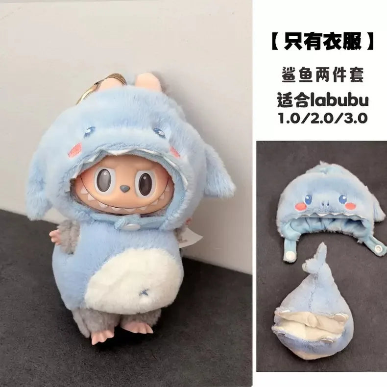 for Labubu 1-3 Gen 17cm Doll Outfits Milk Carton Onigiri Corn Chips & Ramen Bucket Set Bento Bag and Animal-Shaped Clothes