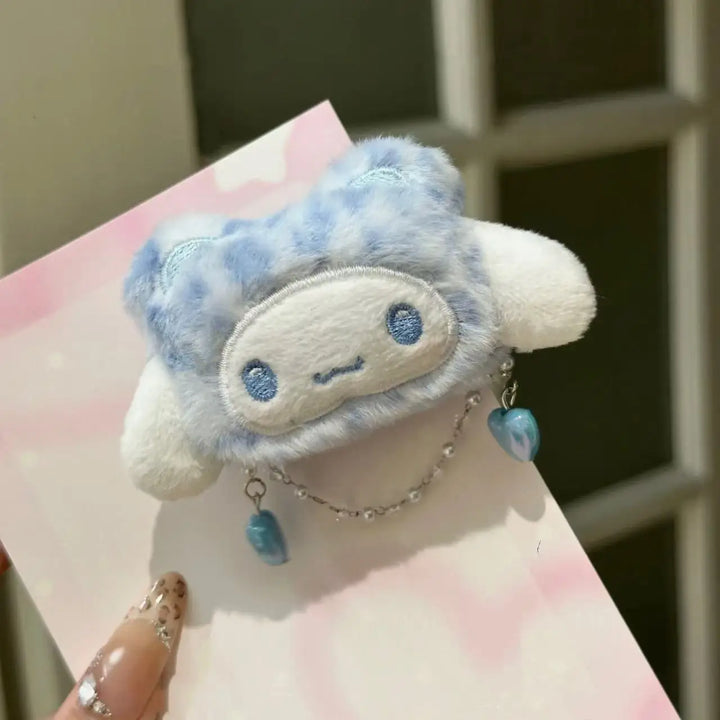 Sanrio Hello Kitty Cinnamoroll Leopard Print Plush Hairpin Cartoon Bangs Side Clip Kawaii Versatile Accessories Birthday Gifts