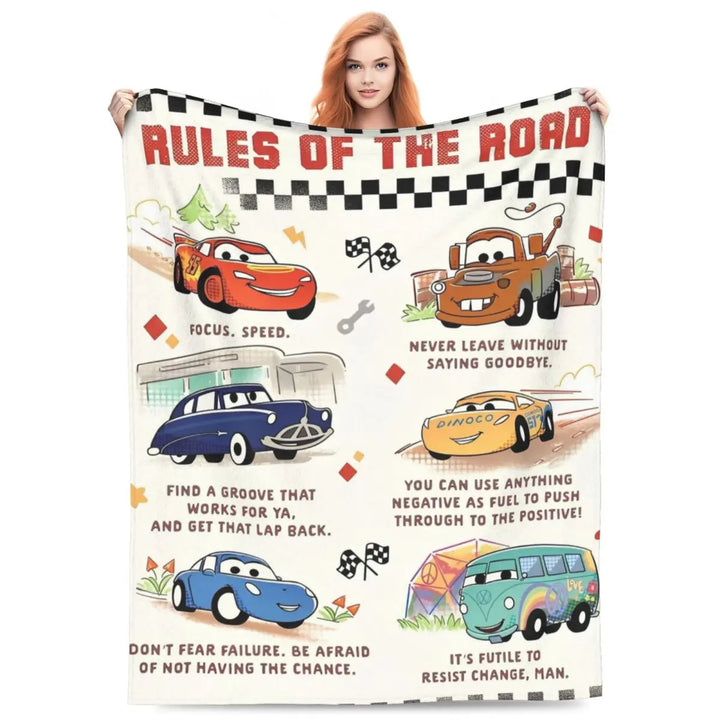 Life Is A Highway Lightning McQueen Flannel Blankets Cars Funny Throw Blankets for Bed Sofa Couch 200x150cm Rug Piece