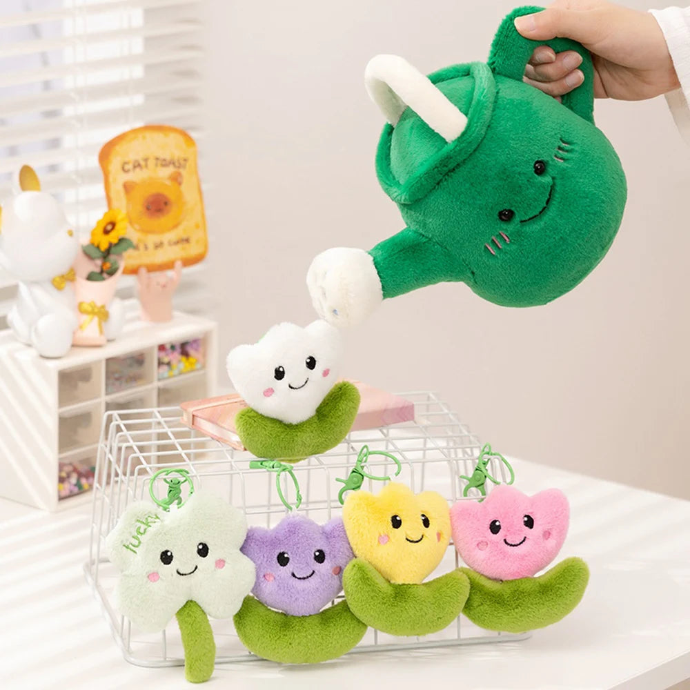 Stuffed Watering Pots With Pretty Flowers Gift Sets For Gardners Green Watering Can Plush Toys Amusing Birthday Christmas Gifts