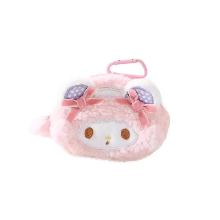 Sanrios My Melody Kawaii Plush Keychain Anime My sweet piano Plush doll Coin Purse Student Bag Pendant  Key Ring Girls Gifts