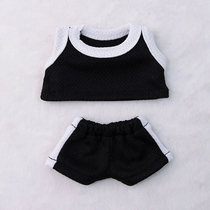 15/17cm Labubu Basketball Jersey Set Vinyl Doll Clothes with Hoop Charm Sitting Party Sports Theme Plush Dress-Up Toy Outfit