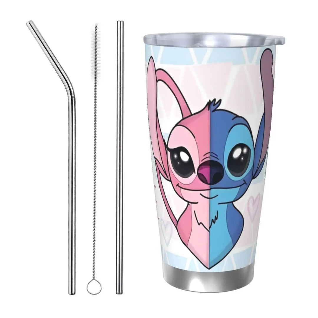 Lilo And Stitch Cartoon Insulated Tumbler with Lid Stainless Steel Coffee Mugs Office Home Thermos Bottle Cups, 20oz