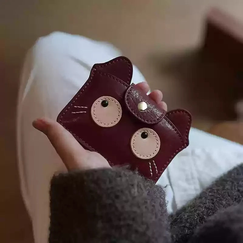 New Retro Cat Zero Wallet Mini Coin Storage Bag Cartoon Cute Id Card Sleeve Anti Loss Wear-Resistan Bank Card Bag Gifts