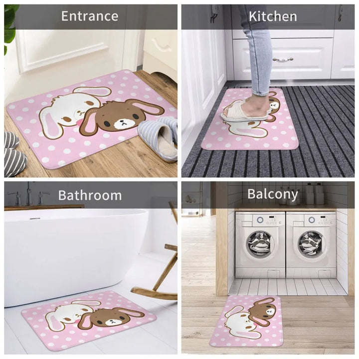 Cute Sugar Rabbit Sugarbunnies Memory Foam Bath Mat Rug Non-Slip Ultra Soft Bathroom Floor Rugs Carpet For Kitchen Shower Bath