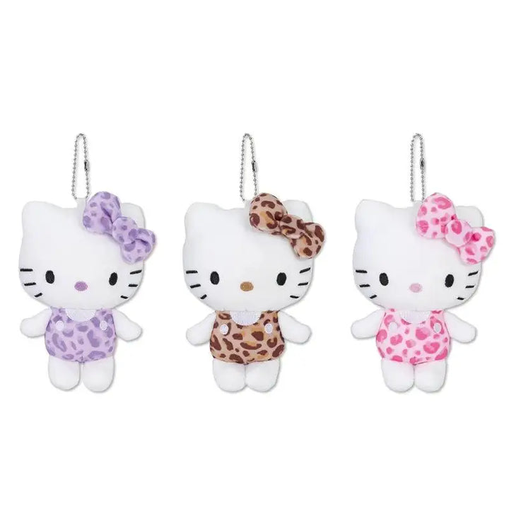 Sanrio Hello Kitty Japanese Cute Cartoon Leopard Pattern Plush Toys Kawaii Keychain Girl Heart Gift Backpack Pendant Accessories