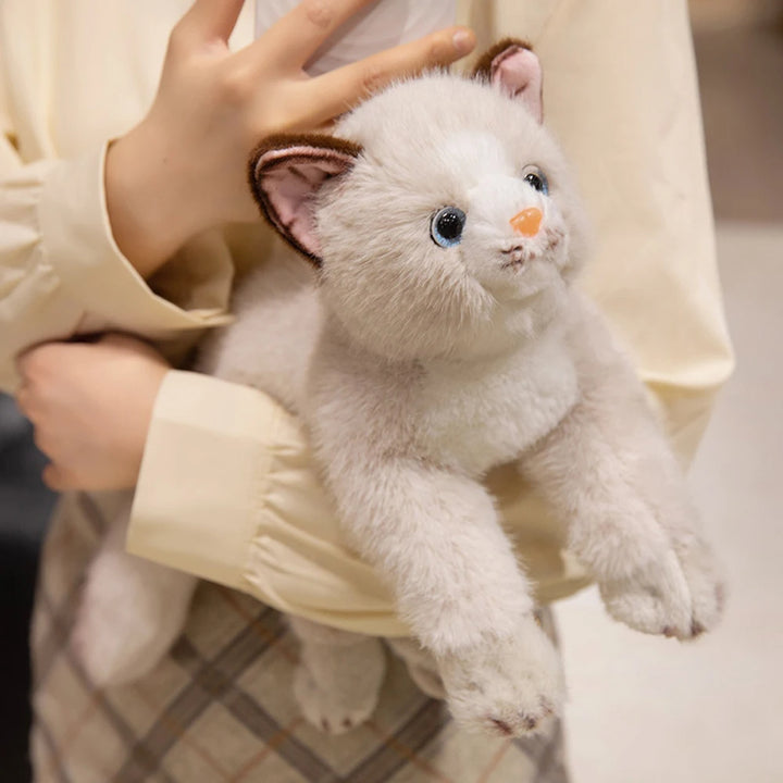 Realistic Black Cat Plush Toy Fluffy Orange Cat Stuffed Animal Cute Kawaii Kitty Cat Soft Dolls Fun Birthday Christmas Presents