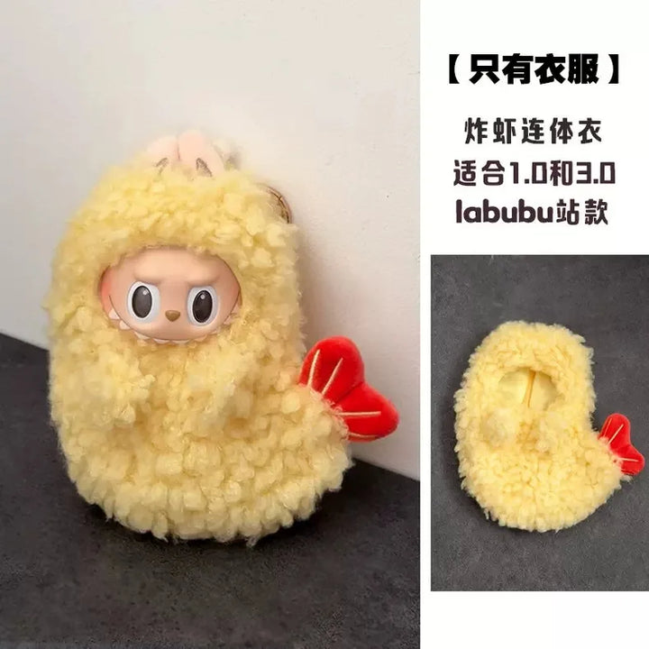 for Labubu 1-3 Gen 17cm Doll Outfits Milk Carton Onigiri Corn Chips & Ramen Bucket Set Bento Bag and Animal-Shaped Clothes