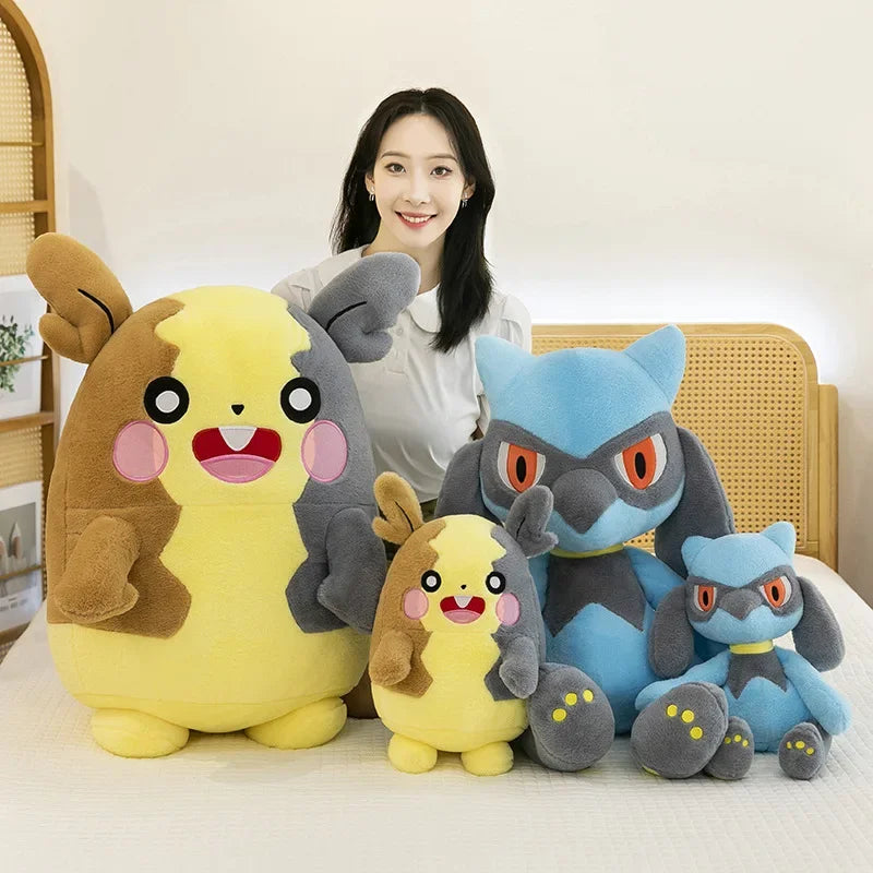 40/80cm Riolu Pokemon Pillow Doll Lucario Huge Plush Pokémon Plushie Anime Stuffed Toys Morpeko Birthday Soft Gift for Children