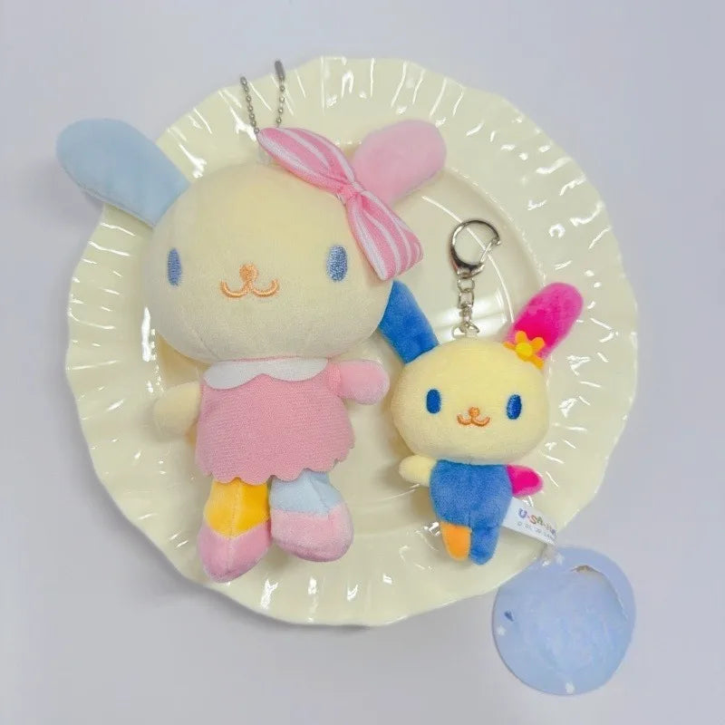 Sanrio Usahana Bunny Plush keychain Kawaii Stuffed Animals Pendant Cute Colorful Rabbit Plush Doll Pendant bag Accessories Gifts