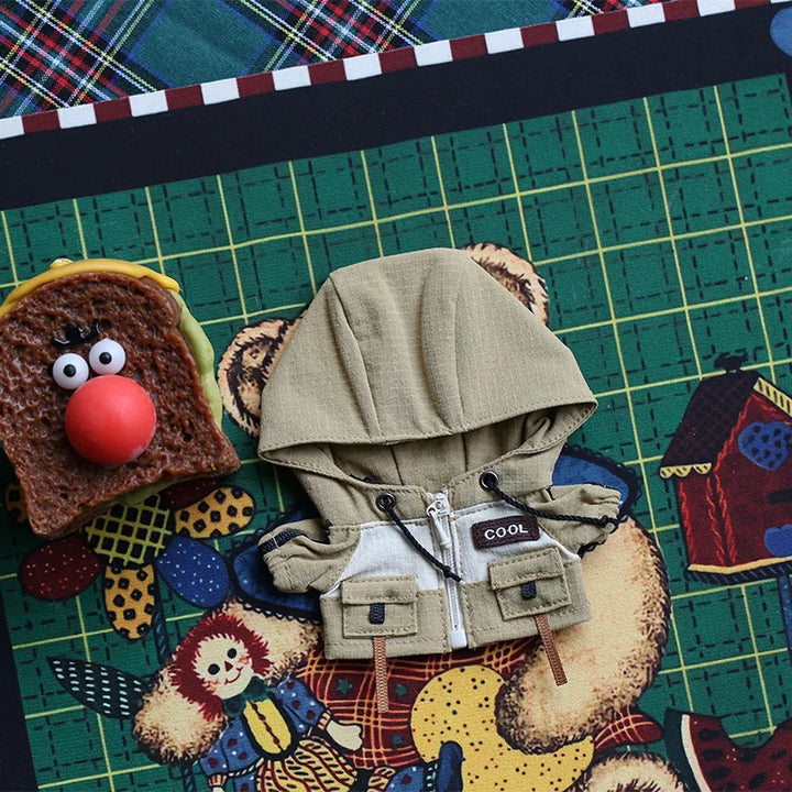 Clothes for 1st/2nd/3rd Gen Labubu Outfits Army Green Hoodie Set with Colorful Headphones Canvas Shoes & Glasses Doll Clothes