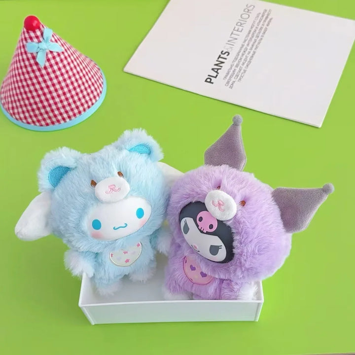 Kawaii Sanrio Kuromi My Melody Cartoon Plush Backpack Pendant Hello Kitty Keychain Doll Decoration Girl Birthday Creative Gift