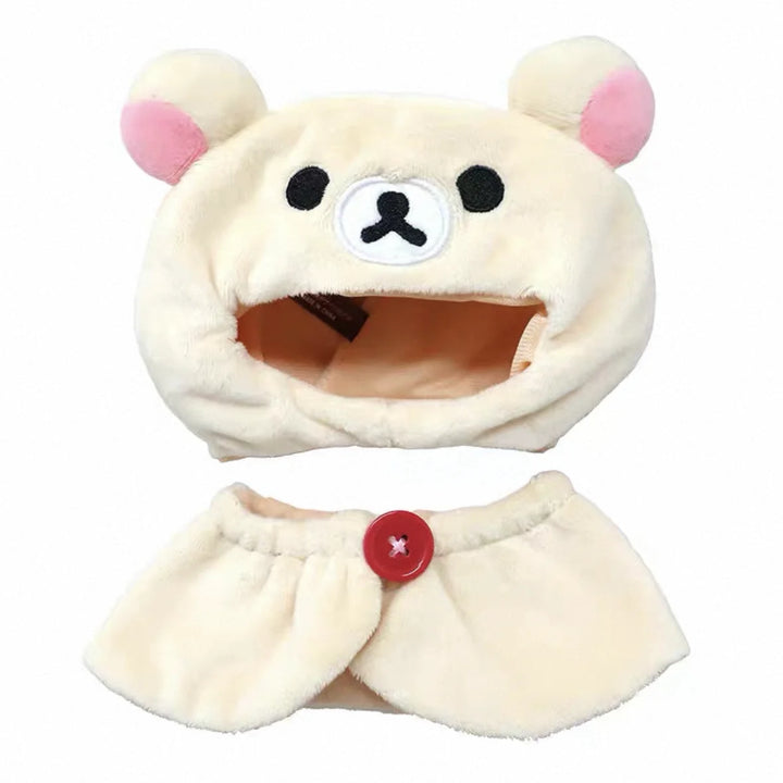 Kawai Self-deprecating Bear Rilakkuma Clothes for 10cm Cotton Doll Cute Cape Headwear Set Doll Accessory Changeable Cloak