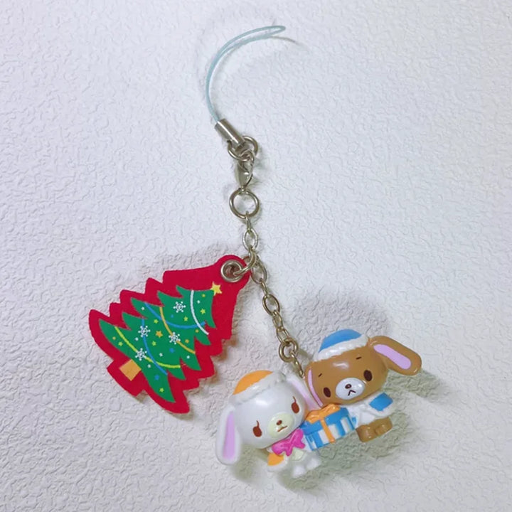 Christmas Sugarminuet Kurousa Shirousa Keychain Kawaii Keychains Ball Key Chain Small Keyring Mascot Gifts Girls Toys