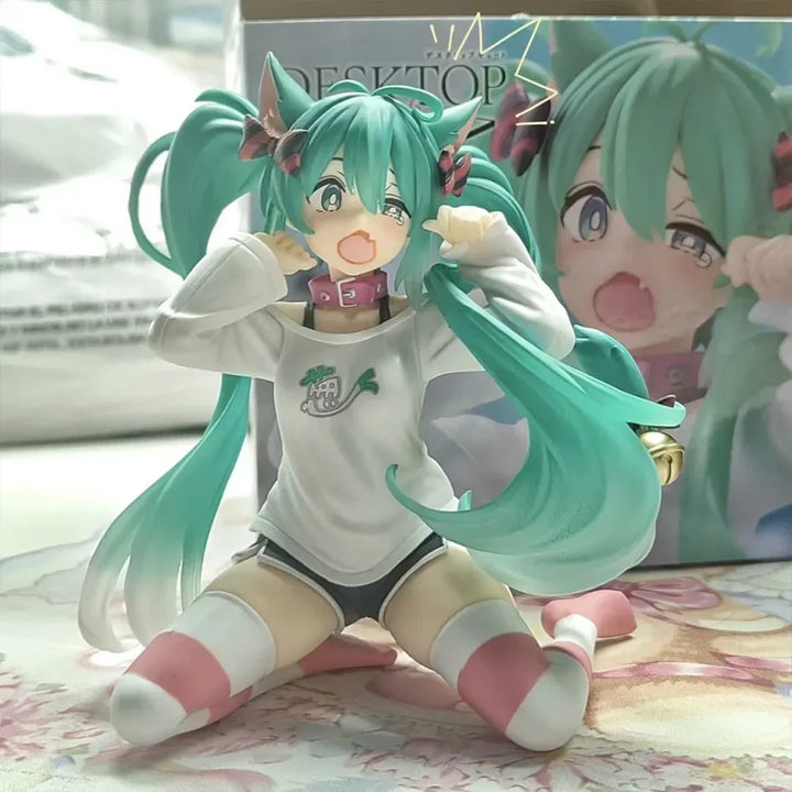 Hatsune Miku Action Figure 11cm Desktop Cute Miku Neko T-Shirt Ver. Anime Figurine Kawaii Girl Ko Model Toy Gift