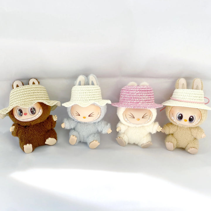 15cm/17cm Rab Doll Hat Headwear Leaky Ears Straw Hat Accessories Lace Wave Sunshade Hat Cute Hat Dressing