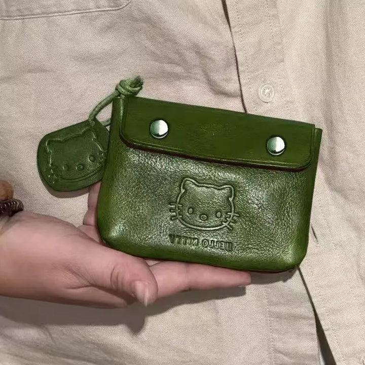 Sanrio Hello Kitty Classic Coin Purse Cortex Short Wallet Storage Bag Anime Peripheral Id Set Storage Bag Student Wallet Gifts