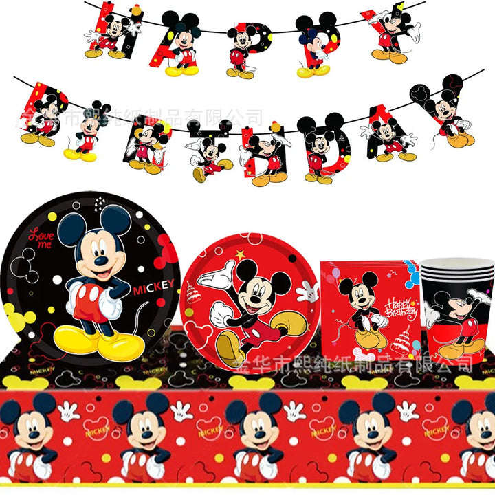 Anime Mickey Mouse Themed Children'S Birthday Party One-Time Decor Disposable Paper Tray Tissue Tablecloth Set Program Decor